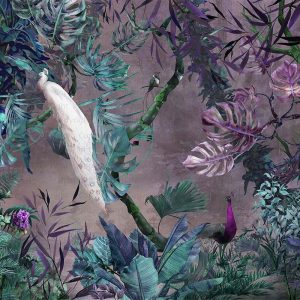 Exotic White Peacock Wallpaper Mural