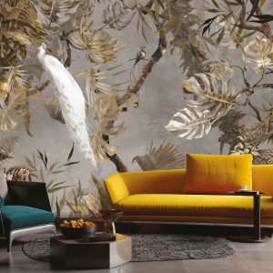 Exotic White Peacock Wallpaper Mural