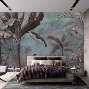 Swan and Palm Scenic Wallpaper Mural
