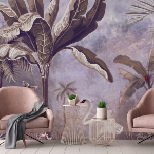 Swan and Palm Scenic Wallpaper Mural