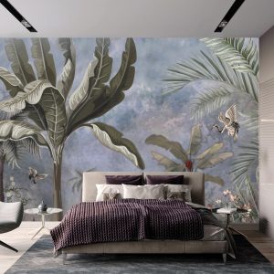 Swan and Palm Scenic Wallpaper Mural