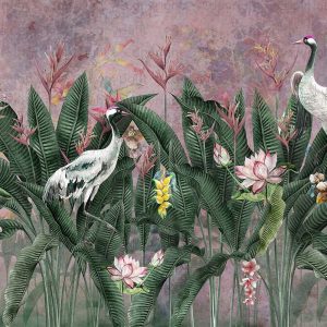 Tropical Paradise Wallpaper Mural Exotic Birds and Lush Flowers