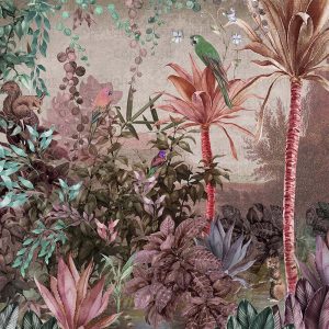 Enchanted Jungle Wallpaper Mural Tropical Birds and Foliage