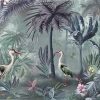 Serene Tropical Oasis Wallpaper Mural Herons and Palm Trees