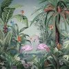 Vibrant Tropical Paradise Wallpaper Mural Flamingos Wildlife