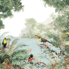 Vibrant Tropical Landscape Toucan Birds Wallpaper Mural