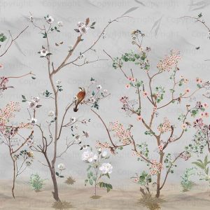 Hand-Painted Serene Floral Symphony Wallpaper Mural