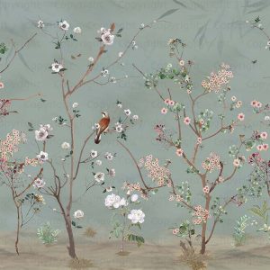 Hand-Painted Serene Floral Symphony Wallpaper Mural