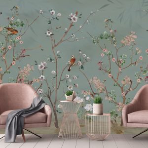 Hand-Painted Serene Floral Symphony Wallpaper Mural