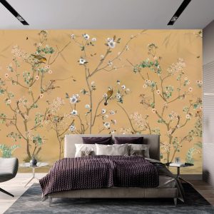 Hand-Painted Serene Floral Symphony Wallpaper Mural