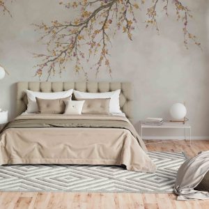 Elegant Cherry Blossom Branch Wallpaper Mural - Minimalist Floral Design for Serene Interiors