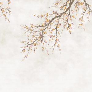 Elegant Cherry Blossom Branch Wallpaper Mural - Minimalist Floral Design for Serene Interiors
