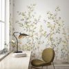Whispering Blooms Hand-Painted Floral Landscape Wallpaper Mural