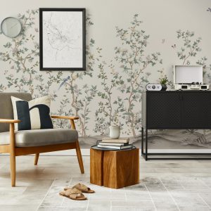 Whispering Blooms Hand-Painted Floral Landscape Wallpaper Mural