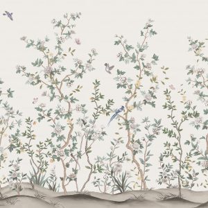 Whispering Blooms Hand-Painted Floral Landscape Wallpaper Mural
