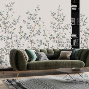 Whispering Blooms Hand-Painted Floral Landscape Wallpaper Mural