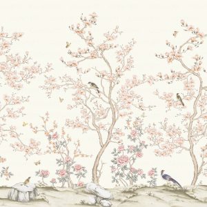 Serene Blossom Hand-Illustrated Chinoiserie Wallpaper Mural