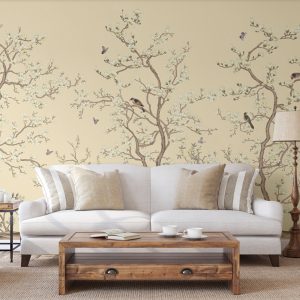 Serene Blossom Hand-Illustrated Chinoiserie Wallpaper Mural