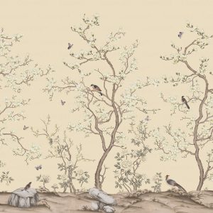 Serene Blossom Hand-Illustrated Chinoiserie Wallpaper Mural