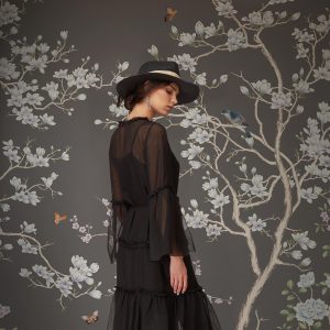 Serene Blossom Hand-Illustrated Chinoiserie Wallpaper Mural