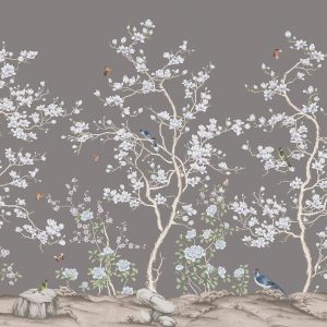 Serene Blossom Hand-Illustrated Chinoiserie Wallpaper Mural