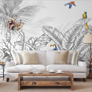 Tropical Jungle Wildlife Wallpaper Mural