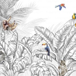 Tropical Jungle Wildlife Wallpaper Mural