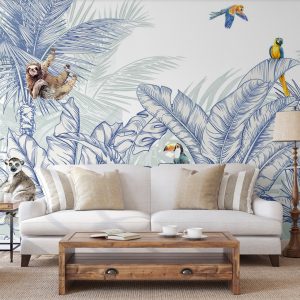 Tropical Jungle Wildlife Wallpaper Mural