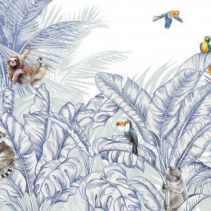 Tropical Jungle Wildlife Wallpaper Mural