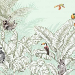 Tropical Jungle Wildlife Wallpaper Mural