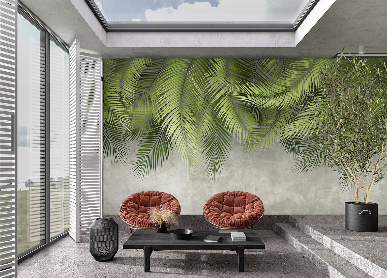 Tropical Palm Leaf Wallpaper Mural 3 Tropical Palm Leaf Wallpaper Mural