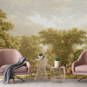 Scenic Countryside Mural with Classical Ruins