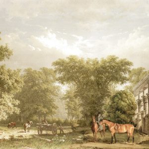Scenic Countryside Mural with Classical Ruins