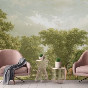 Scenic Countryside Mural with Classical Ruins