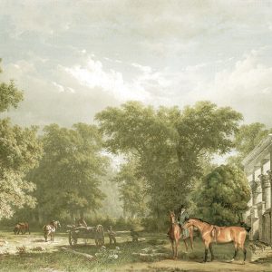 Scenic Countryside Mural with Classical Ruins
