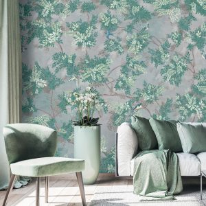 Verdant Canopy with Songbirds Botanical Wallpaper Mural