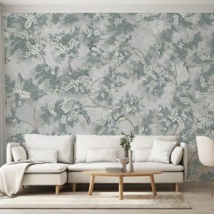 Verdant Canopy with Songbirds Botanical Wallpaper Mural