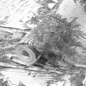 Monochrome Jungle Hand-Drawn Tropical Wallpaper Mural