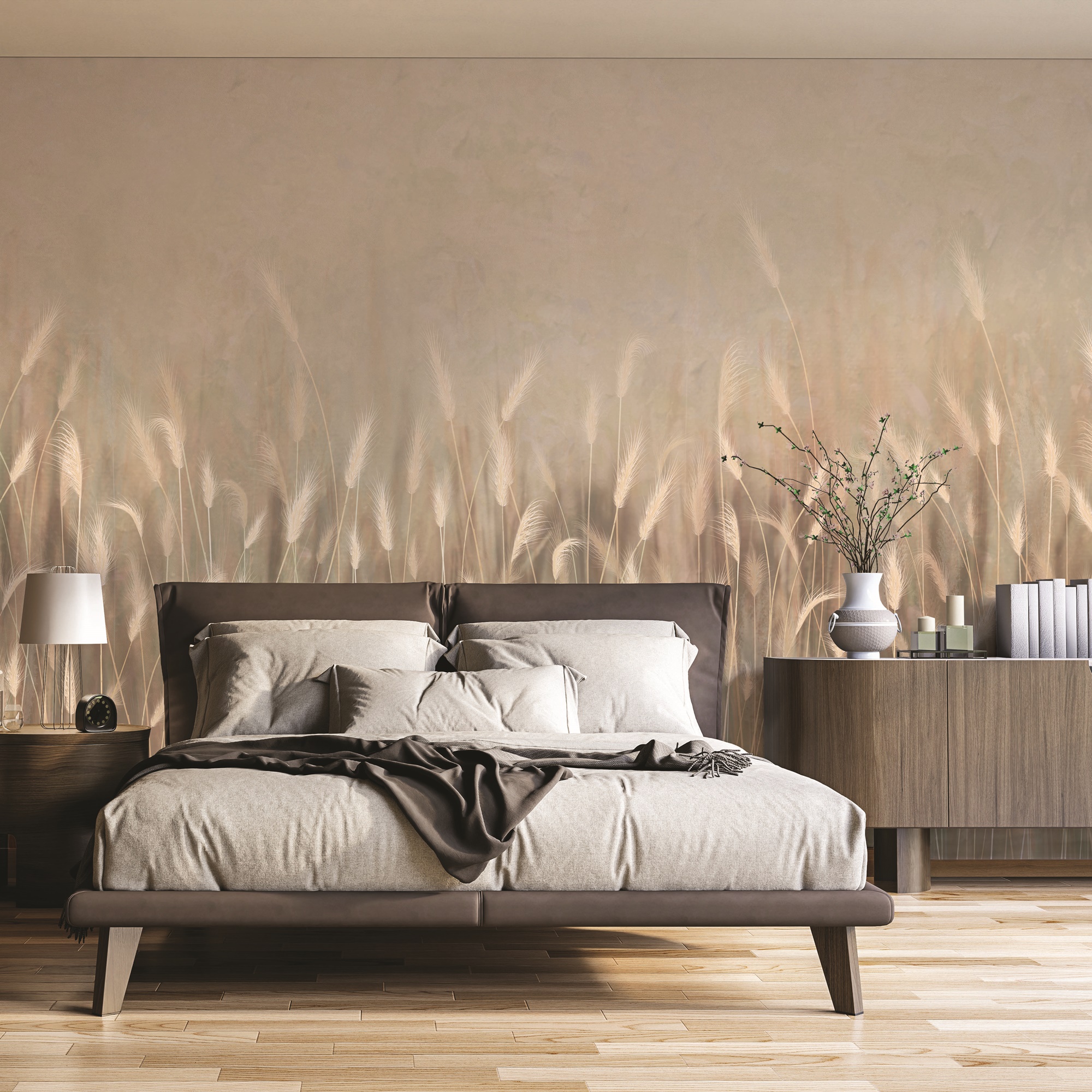 Serene Reed Grass Wallpaper Mural Soft Neutral Tones 3 Serene Reed Grass Wallpaper Mural Soft Neutral Tones