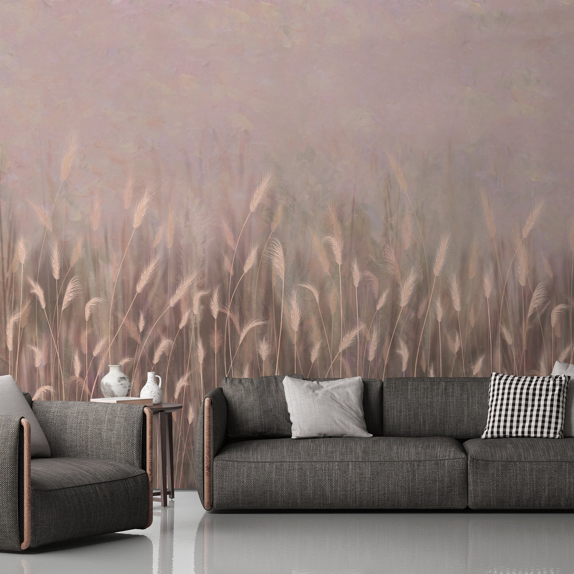 Serene Reed Grass Wallpaper Mural Soft Neutral Tones 6 Serene Reed Grass Wallpaper Mural Soft Neutral Tones