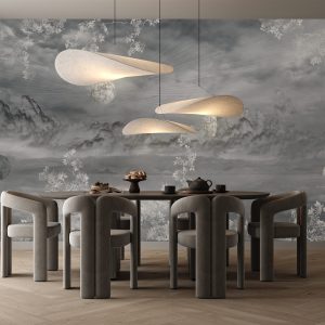 Celestial Night Sky Wallpaper Mural Golden Foliage Moon