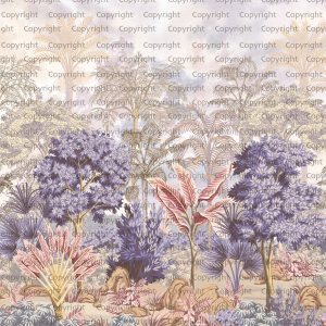 Pastel Tropical Forest Wallpaper Mural Purple Pink Foliage