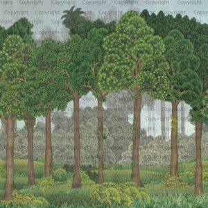 Serene Greenery and Blooming Trees Wallpaper Mural