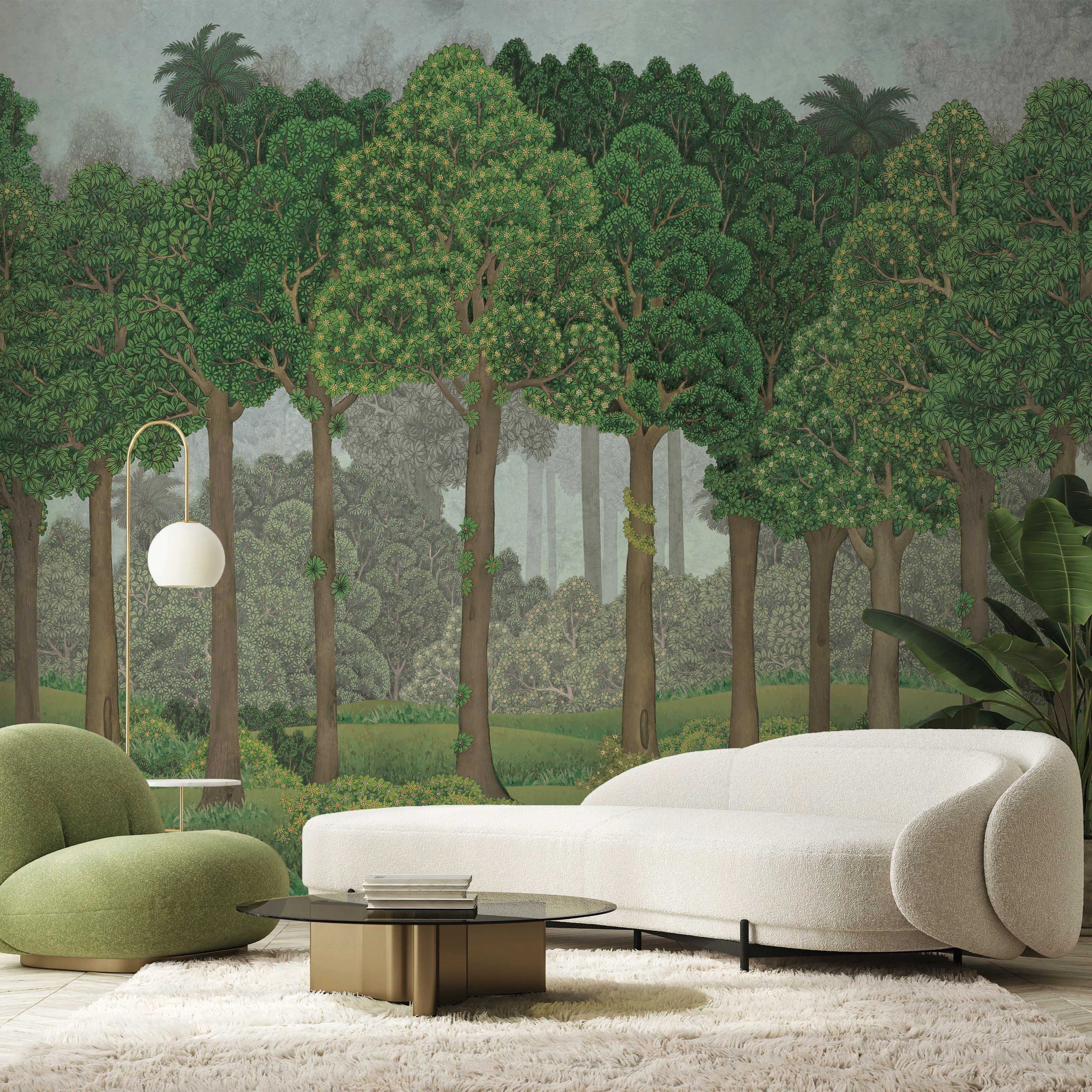 Serene Greenery and Blooming Trees Wallpaper Mural 2 Serene Greenery and Blooming Trees Wallpaper Mural
