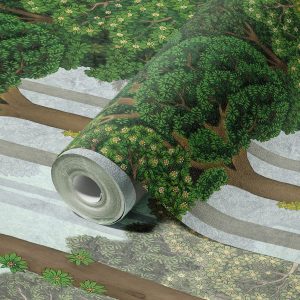 Serene Greenery and Blooming Trees Wallpaper Mural