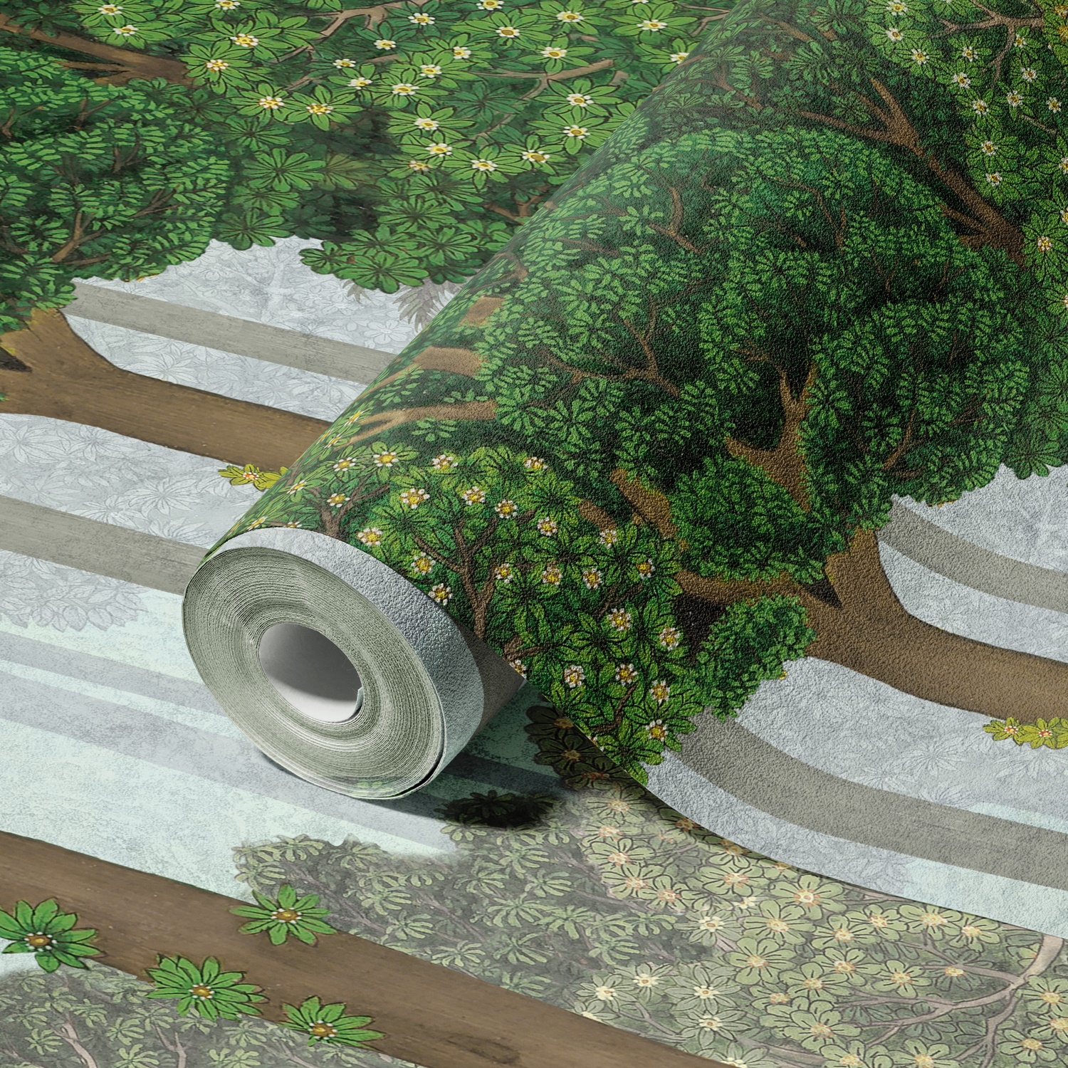 Serene Greenery and Blooming Trees Wallpaper Mural 4 Serene Greenery and Blooming Trees Wallpaper Mural