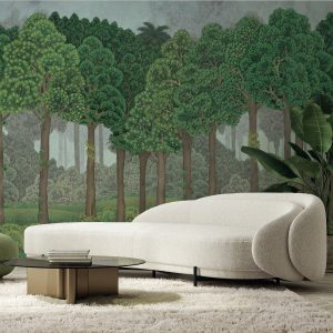 Serene Greenery and Blooming Trees Wallpaper Mural