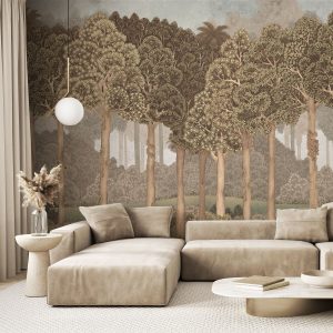 Serene Greenery and Blooming Trees Wallpaper Mural