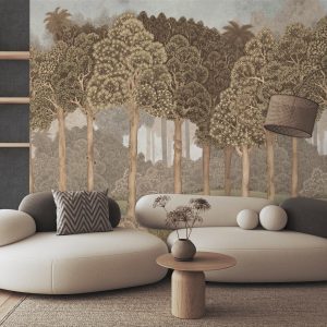 Serene Greenery and Blooming Trees Wallpaper Mural
