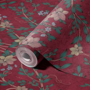 Vintage Branches Soft Blue Blooms Pattern Wallpaper Mural